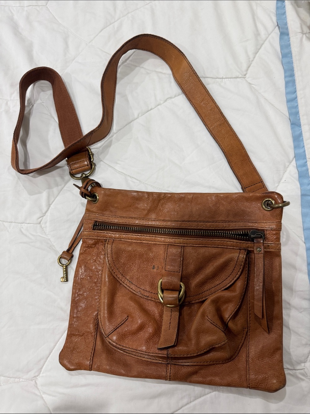 FOSSIL Leather Crossbody Bag in Brown